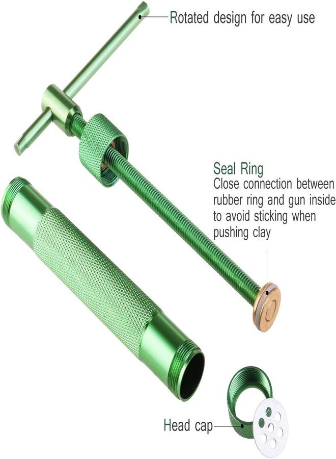 BAKING SET مجموعة أدوات الخبز: مكبس طين من الفولاذ المقاوم للصدأ، مكبس عجينة السكر، مجموعة أدوات تزيين الكيك والفوندان، مكبس طين السيراميك والفخار، خلاطات ومكابس (أخضر) - Image 3